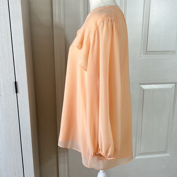Calvin Klein Peach Button up Blouse with Ruffle Detail Sz XL - Picture 5 of 12